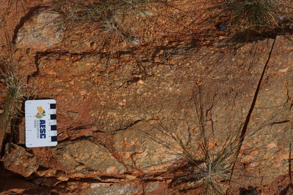 Details of psuedotachylite dyke cutting Yarrabubba Granite